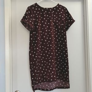 3/25$ Twik Burgundy Origami Crane Tunic Dress Size Medium